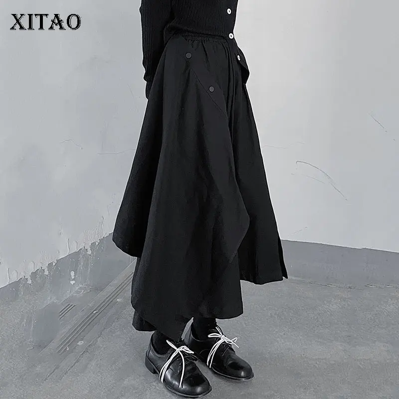 

XITAO Асимметричная юбка, модная черная, маленькая, свежая, повседневная, стильная, раздельная, 2021, осенняя, миноритарная, двухслойная, GWJ1105