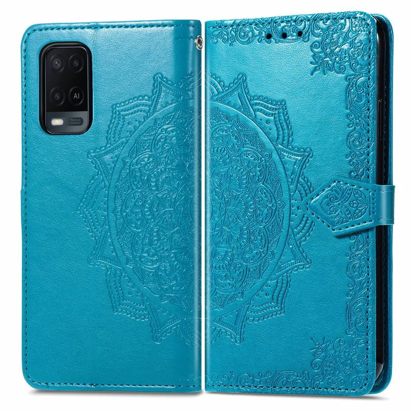 Wallet Case For OPPO A54 Case Shockproof Back Phone Bag Floral Filp TPU Leather Cover For OPPO A54 Case For OPPO A54 A 54 Cover