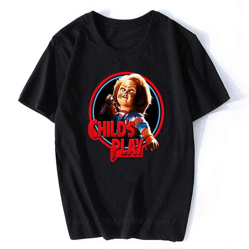 

Chucky Horror T Shirt Men's High Quality Aesthetic Cotton Vintage Black T-shirt Harajuku Streetwear Camisetas Hombre