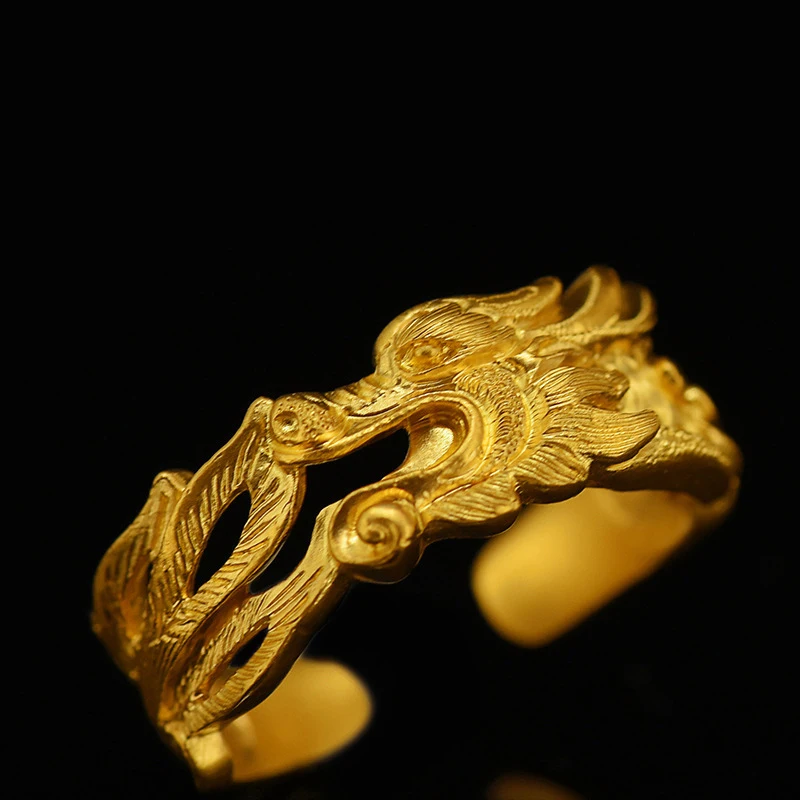 

2021 Retro Domineering Men and Women Opening Chinese Dragon Ring Men and Women Ring Gift Wholesale