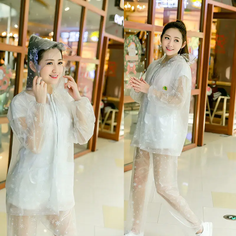 

Raincoat suit adult men's and women's waterproof body split outdoor transparent thin