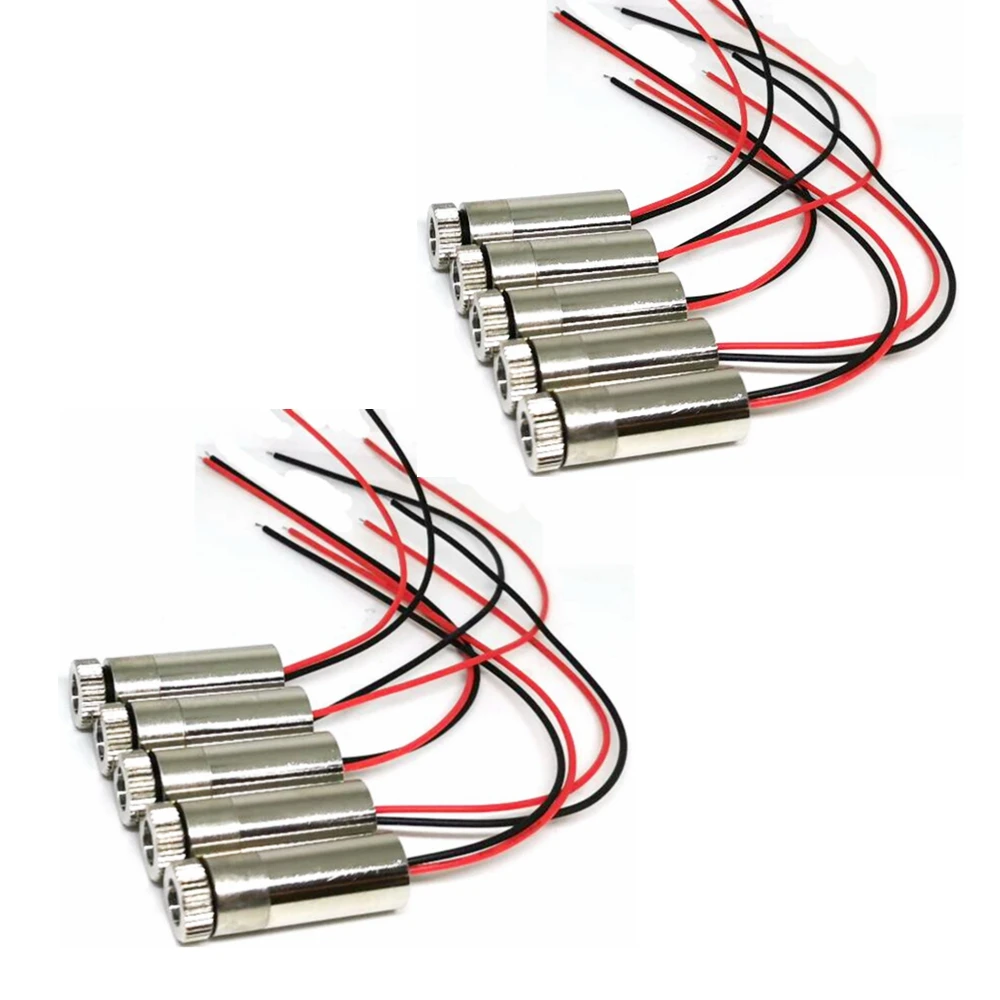 10pcs Focusable 650nm Red Laser Diode Module 10mw Visible Cross Beam LED Lighting Lights 12x30mm