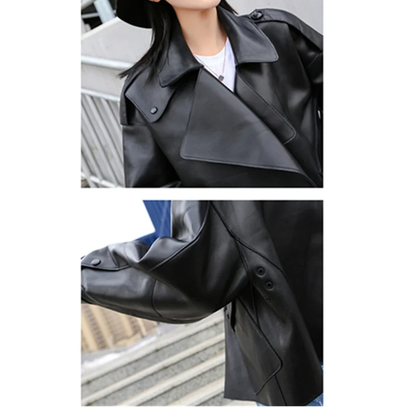 

woman 2021 autumn winter new high quality sheepskin coat short fashion motorcycle female leather jacket