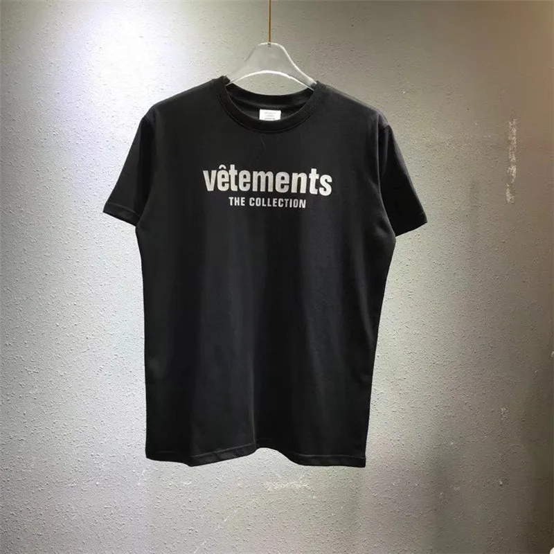 

Футболка M Vetement коллекция 3M светоотражающие буквы Vetement футболка 1:1 VTM футболки с внутренней биркой логотип на задней стороне
