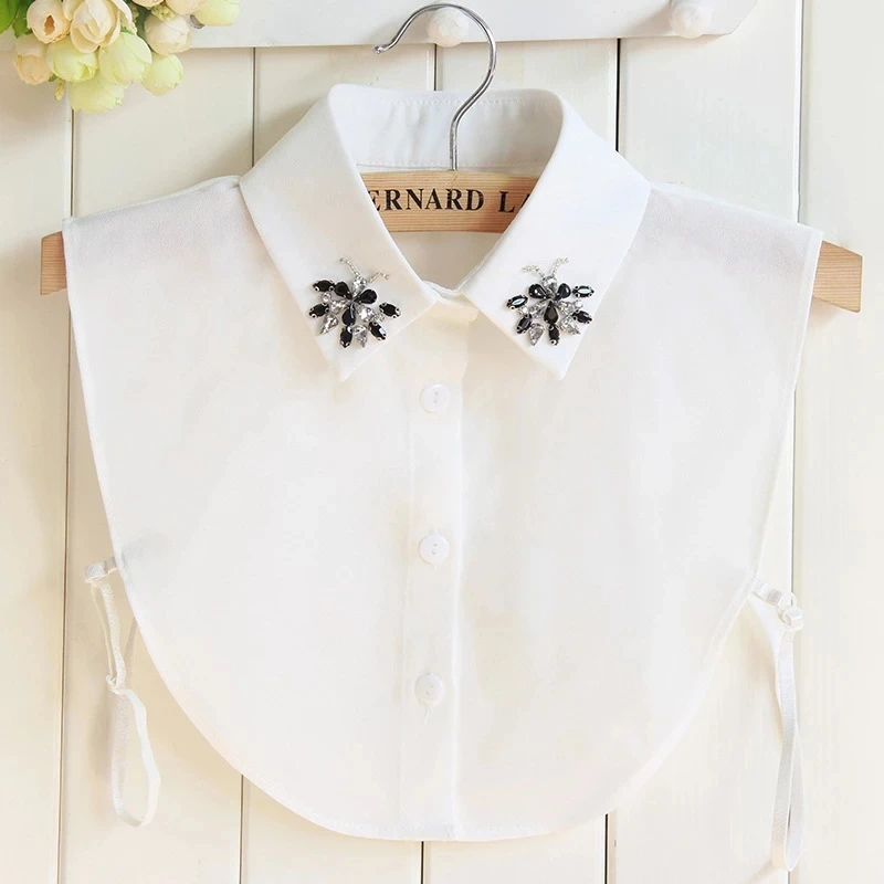 

14 Styles White/Black Women Fake Collar Shinny Beaded Detachable Collars Half Shirt Blouse Sweater False Collars Female Faux Col