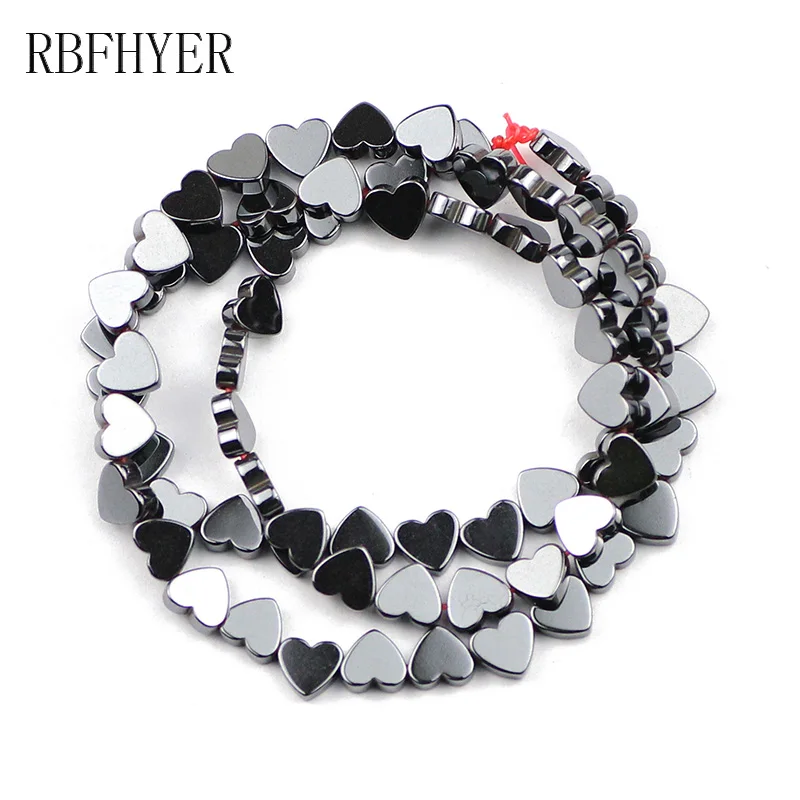 RBFHYER 6*5 мм/8*7 мм любовь сердце черный гематит свободные разделители бусины для