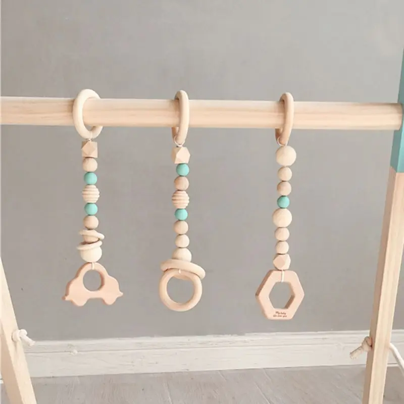 

6 Pcs/set Children Room Decoration Wooden Baby Kids Fitness Rack Pendant Beech Wood Hanging Ornaments