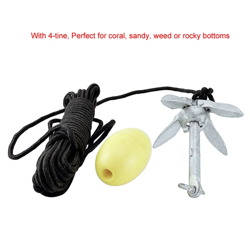 

4-Tine Folding Grapnel Anchor Umbrella Anchor Docking Boat Deck Hardware for Marine Yacht Sailboat Watercraft