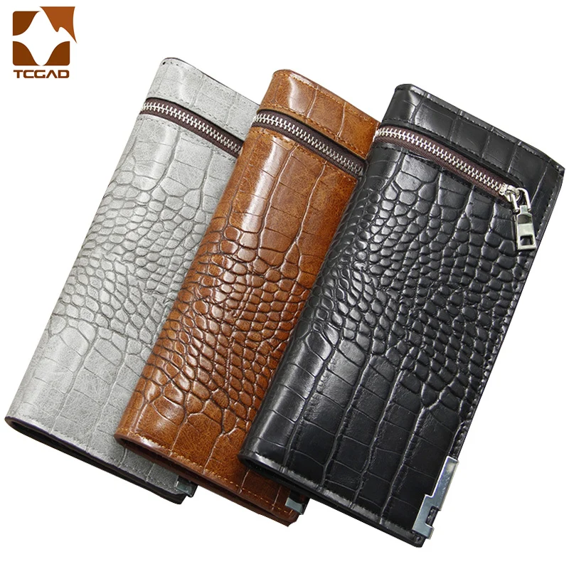 Кошелек из кожи аллигатора длинный клатч на молнии Роскошный Ретро мужской