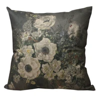 curcya vintage flower oil painting printed decorative sofa cushion covers square linene throw pillow cases 45x45cm novelty gifts