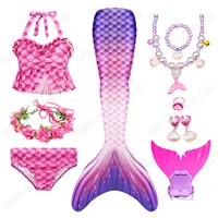 summer childrens mermaid tail swimsuit split bikini with flippers and accessories for 3 12 age girls swimming and sunbathing