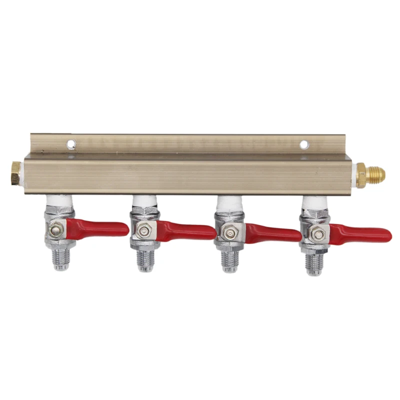 

4 Way CO2 Distributor, 1/4" MFL with shutoff Lead Free DIY Kegerator and Keezer