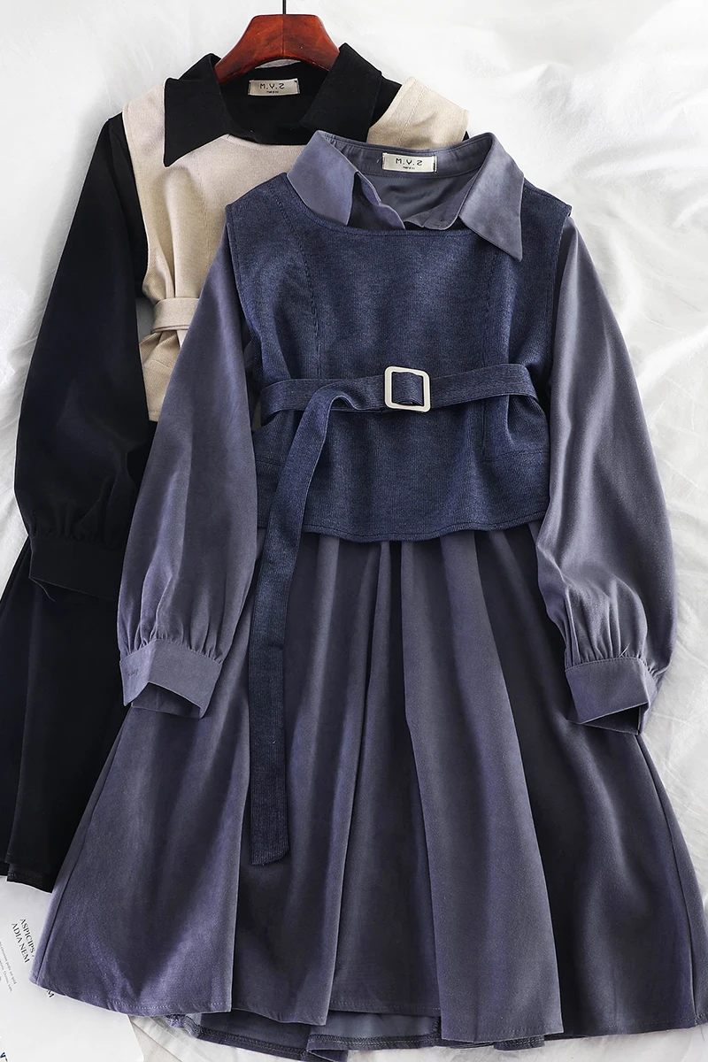 2019 новый модный Женский Осенний жилет из двух частей костюм платье для