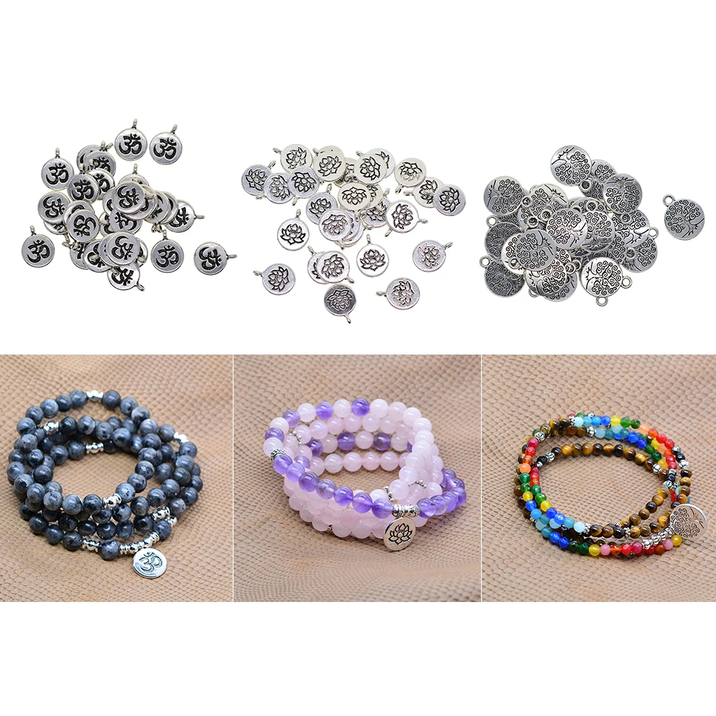 30x Tibetan Om Yoga Charms Lotus Flower Pendant for DIY Necklace Bracelet Earring Jewelry Making | Украшения и аксессуары