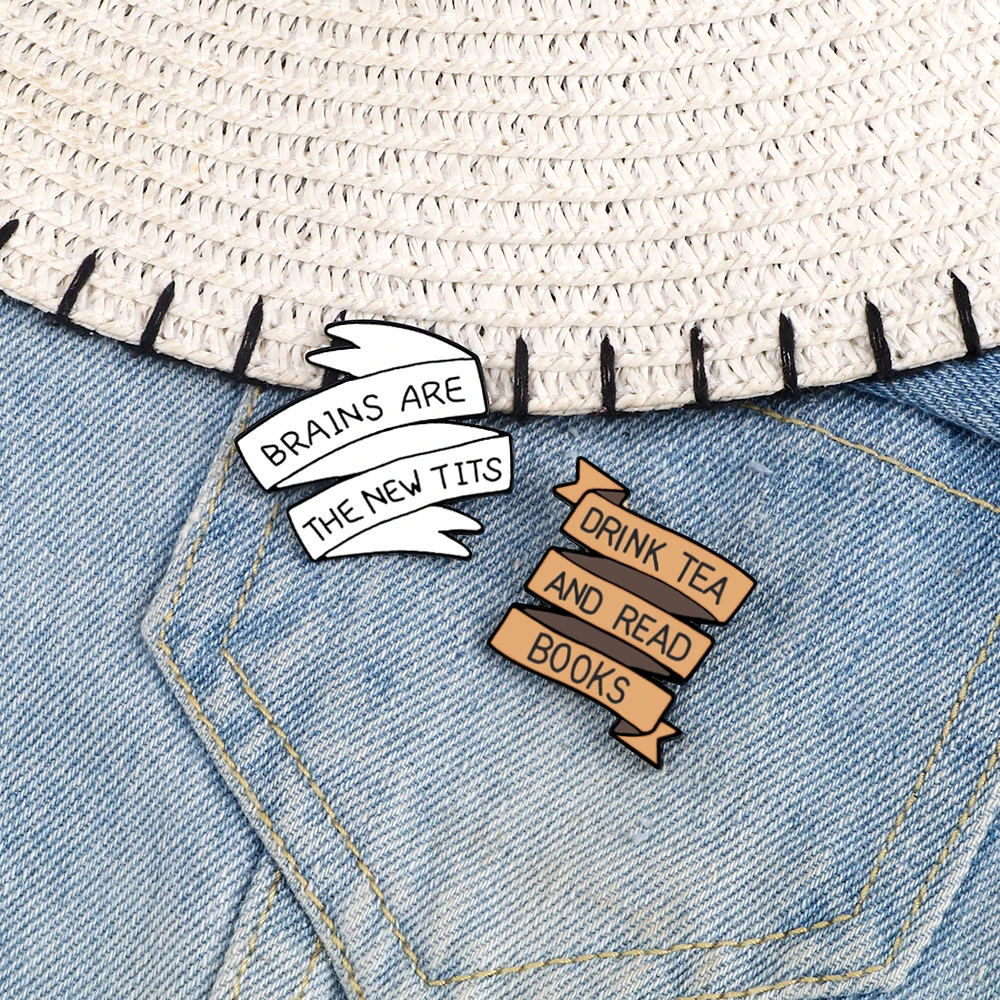 Оригинальные металлические эмалированные булавки для книг для чтения чая