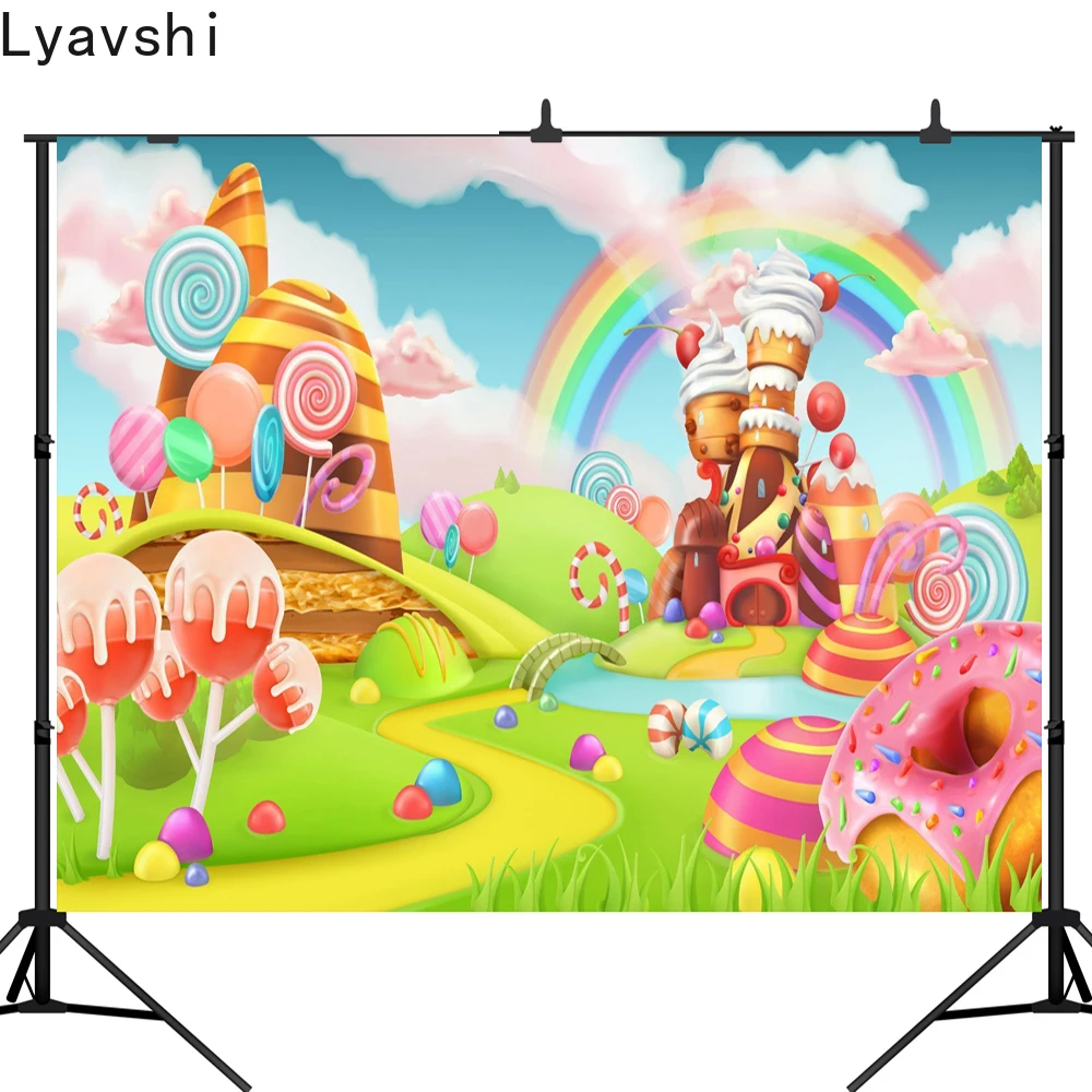 Фотофон Lyavshi красочные конфеты замок мультфильм ребенок день рождения радуга