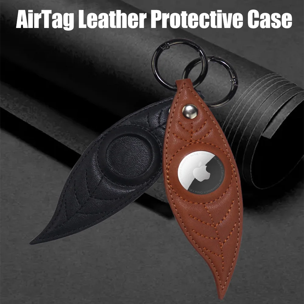 

Чехол для Apple airтеги, новый прочный кожаный защитный чехол с листьями для Airtag, трекер, локатор, устройство GPS, защита от потери с брелоком