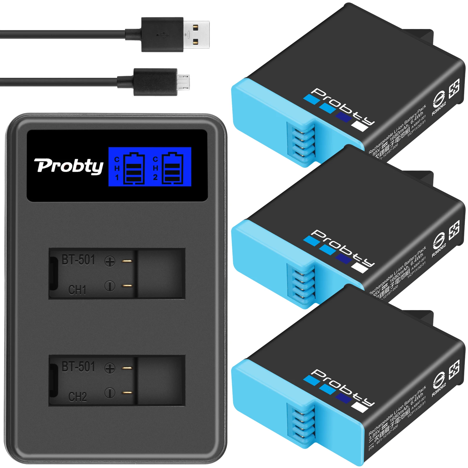 Для аккумулятора GoPro 8 7 6 Двухканальное зарядное устройство 1680 мАч или ЖК дисплей