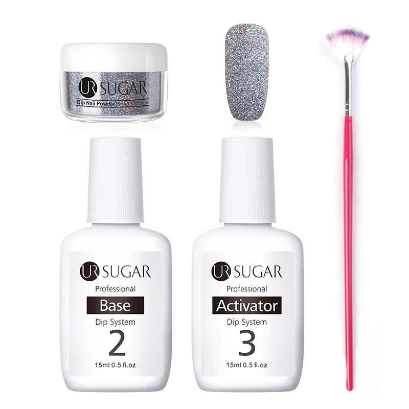 4Pcs set 7 Ur Sugar 5 мл Dip ногтей Порошковая голографическая блеск градиент Сияющий хромированный пигмент погружающийся порошок Набор для украшения ногтей DIY - Цвет: 4Pcs set 7