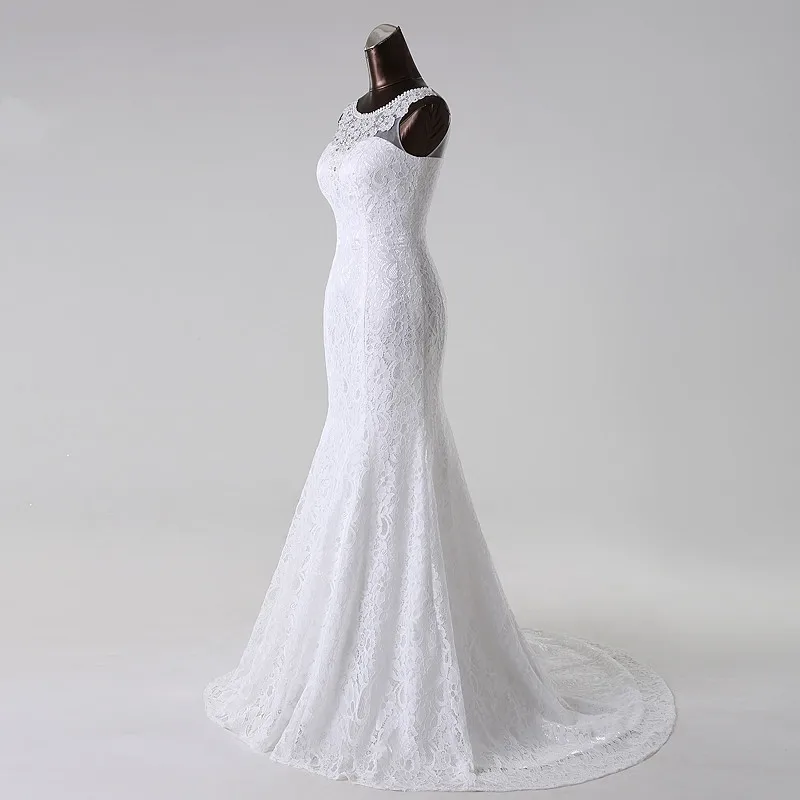 Новое Элегантное и консервативное красивое кружевное свадебное платье-Русалка