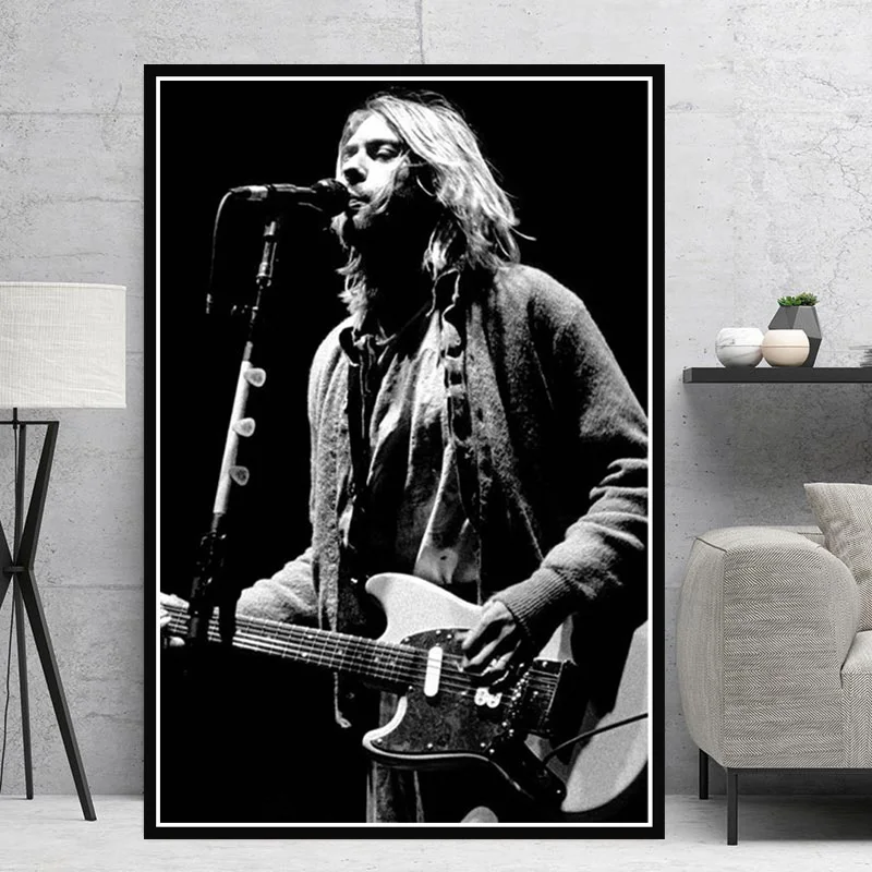 Картина маслом Курт Кобейн рок музыкальная группа музыка певица звезда черный