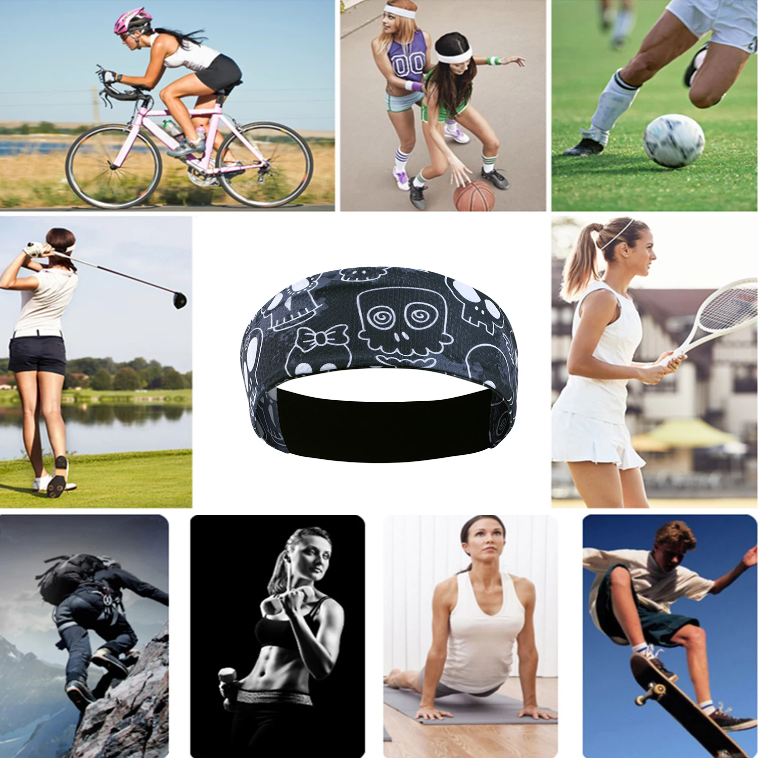 

Breathable Women Skull Skeleton Headbands Hair Band Elastic Soft Sweat Sweatband Stretch Bicycle Headwear Hairband Headband Girl