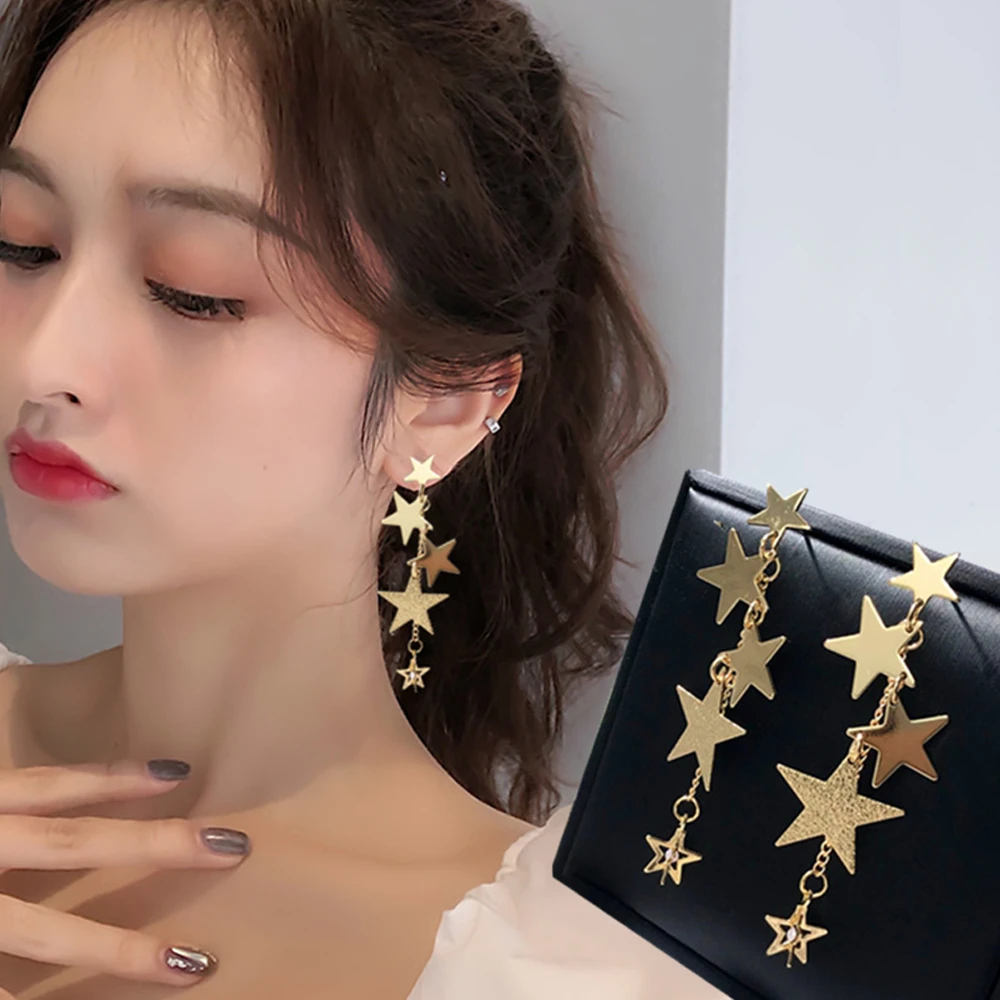Женские длинные серьги Goldenn корейские с кисточками и кристаллами модные