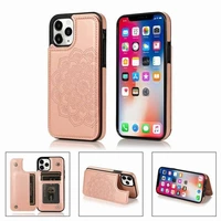 suitable for iphone12pro max mandala embossed leather case 76p xs xr double magnetic buckle bracket phone case