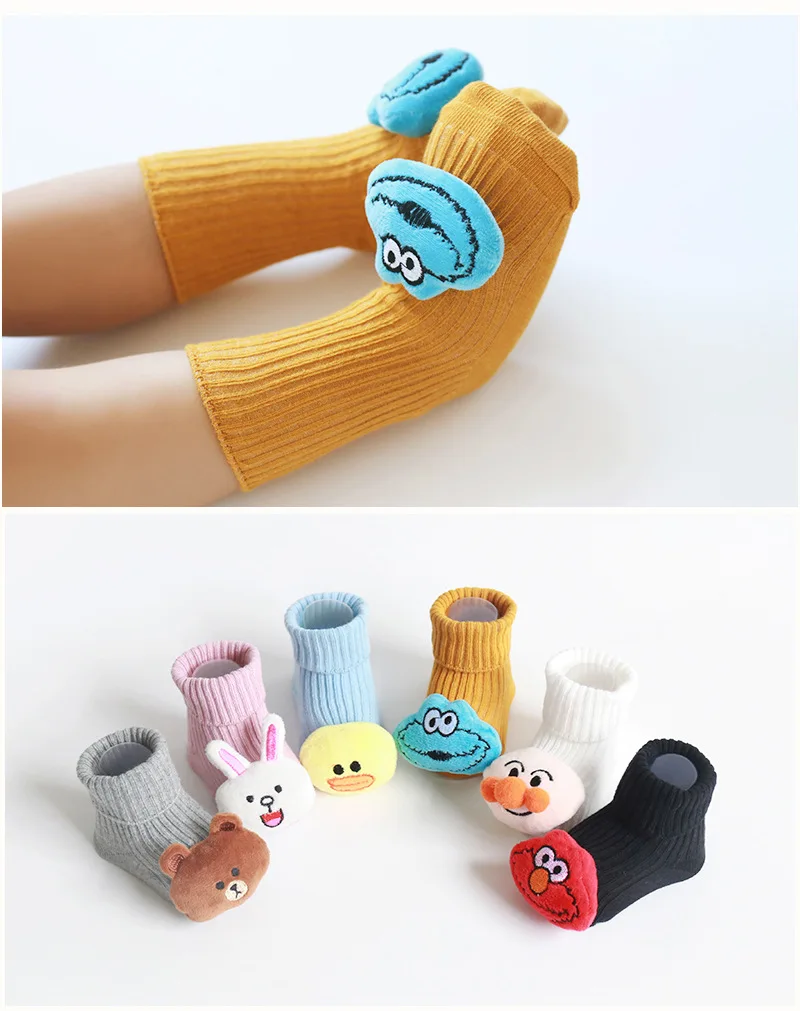 Осенние новые носки для малышей с мультяшными куклами дозирующие нескользящие