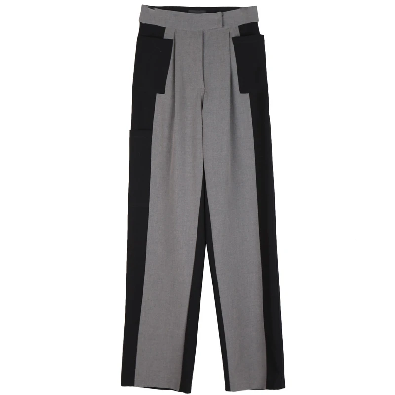 TWOTWINSTYLE хит цветные Лоскутные женские широкие брюки с высокой талией прямые