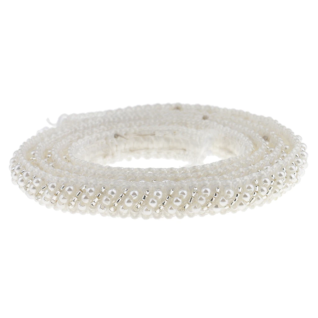 1 ярд жемчужная отделка Бисером кружевная Аппликация Ленты шитье ремесло