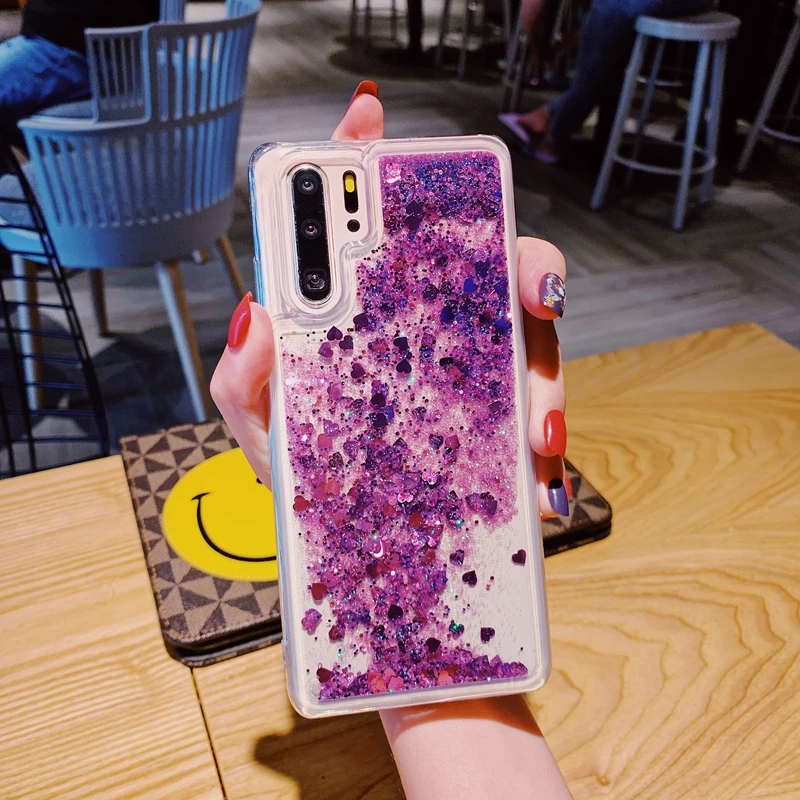 Для Huawei P30 P20 Mate 10 20 Pro Nova 3 3i 4 4e Honor 9 View Lite Блестящий жидкий зыбучий песок Сердце