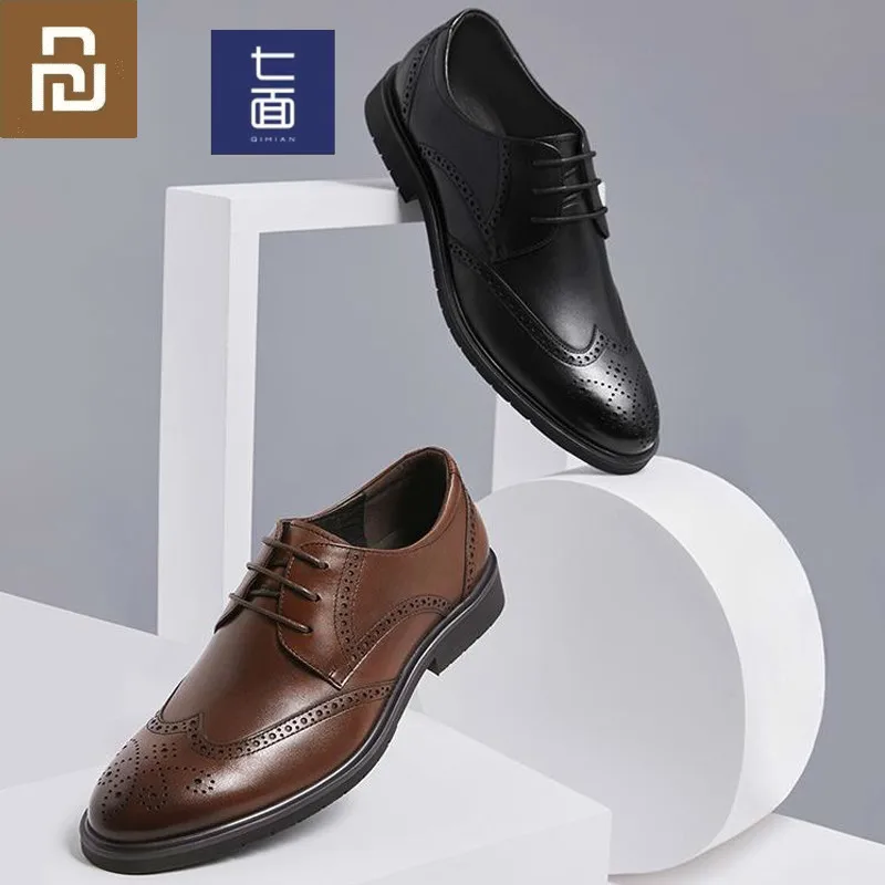 

Youpin Qimian Men's first layer leather business British derby shoes pointed leather shoes leather shoes gentleman brogues