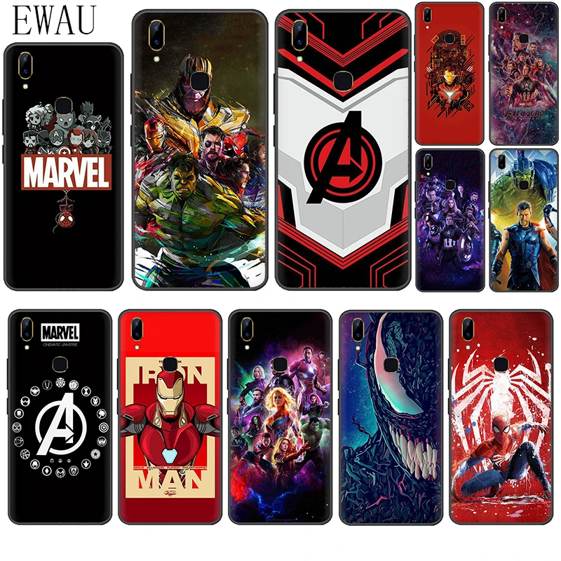 EWAU Marvel Человек-паук Vemon Железный человек Силиконовый чехол для мобильного телефона крышка для Vivo Y53 Y55s Y81s Y79 V9 V11 V15 Pro Y69 Y71 Y91C Y93 Y66 X9s Z5X