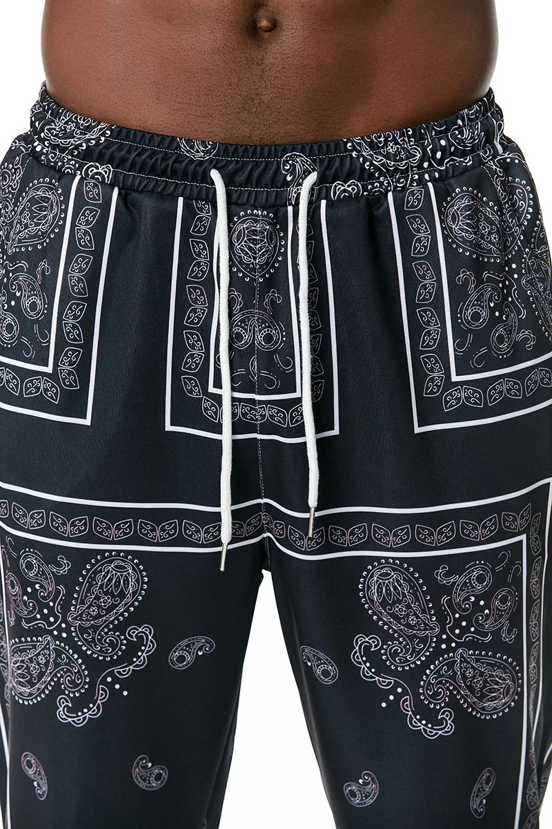 

Autumn Men's Casual Pants Printed Elastic Waist Stretchy Breathable Bunch Of Foot Male Casual Personality Harem Pant