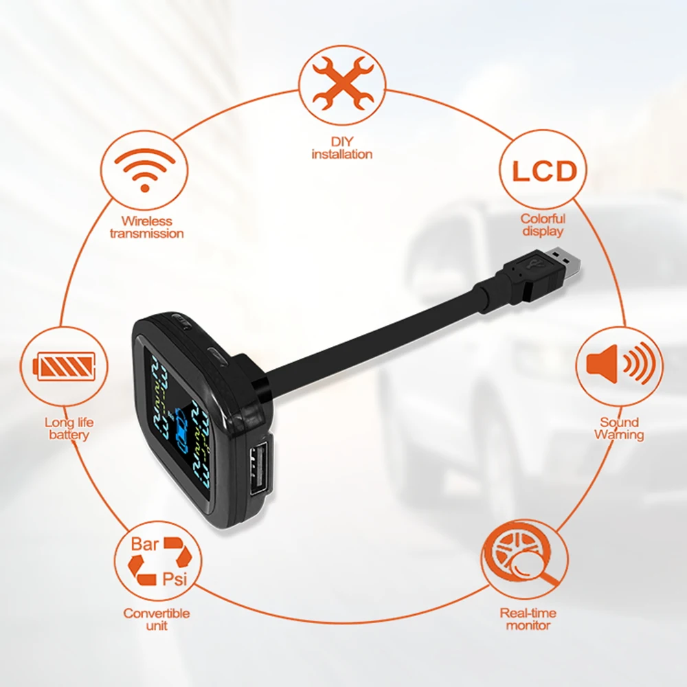 Система мониторинга давления в шинах TP730 цифровой ЖК дисплей прикуриватель s