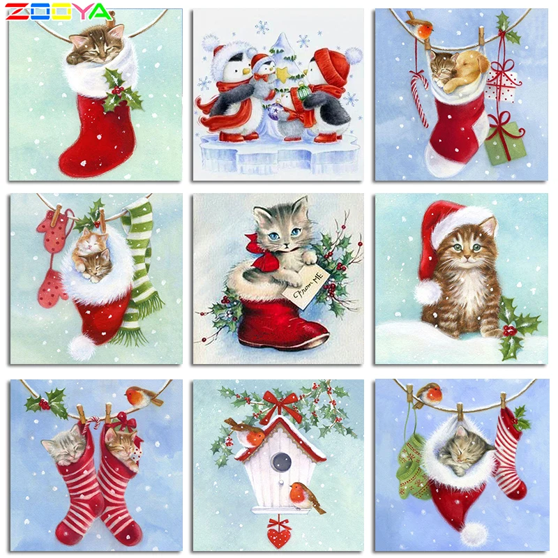 Алмазная картина ZOOYA &quotсделай сам&quot с рождественскими животными 5d вышивка