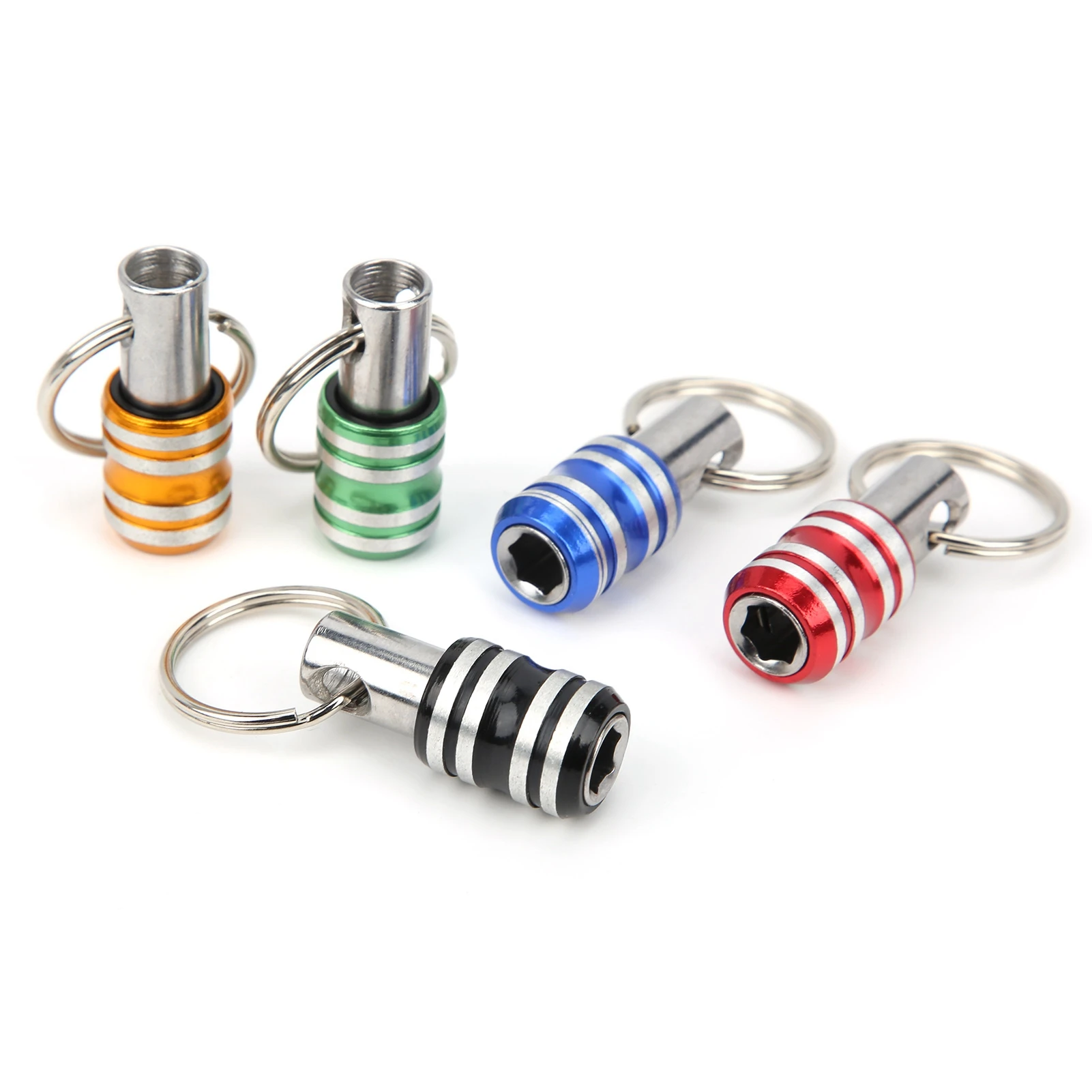 

5Pcs Keychain Screwdriver Bit Holders Aluminum Alloy 3 Slot 1/4in Quick Release Tool Repair Tool