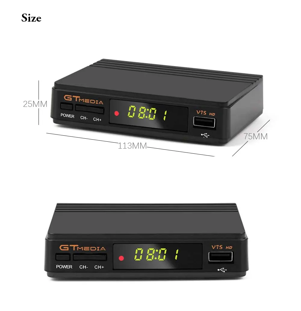 GTMEDIA V7S HD спутниковый ресивер ТВ приставка DVB-S2 V7S HD 1080P Freesat Поддержка PVR, AC3 Dolby Cccam, Youtube, wifi телеприставка es