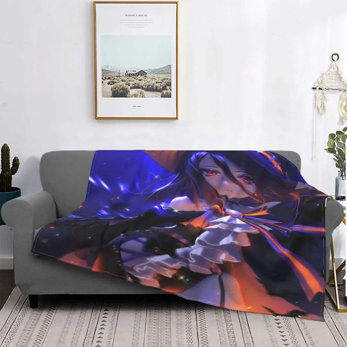 

Manta con capucha de bruja de Anime, cobertor para cama a cuadros, Picnic, manta a cuadros en el sofá, 1 manta