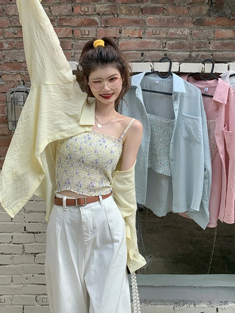 Летняя рубашка для девочек новинка 2021 тонкая Солнцезащитная свободная поло