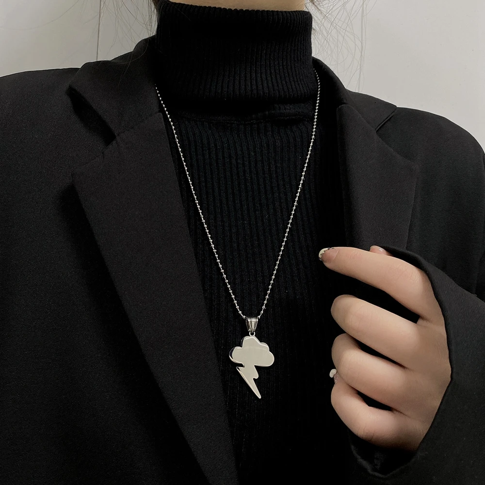 

Lightning Cloud Necklace Simple Metal Punk Fashion Harajuku Style Titanium Steel Choker Sweater Chains Jewelry Women