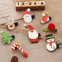 2pcsset christmas hair clips decorations santa claus girl favourite hair accessories gifts christmas tree snowmen hairpins