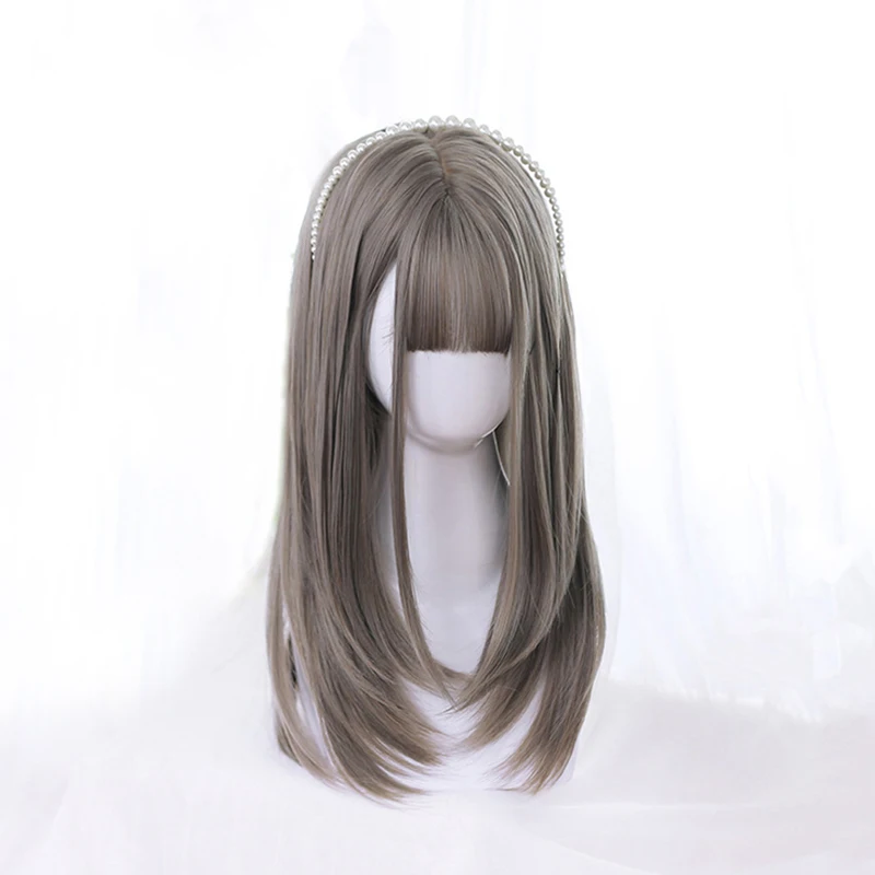 

Ladies' Long Hair Big Wavy Bangs Daily Wear Synthetic Hair Wigs High Temperature Resistance