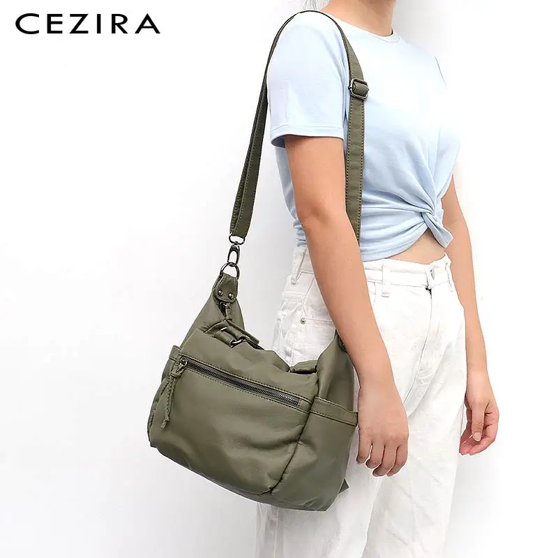 CEZIRA модные женские сумки через плечо из искусственной кожи с эффектом потертости