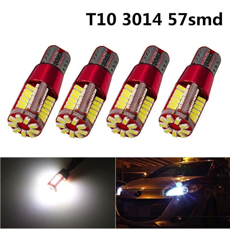 

1pcs car marker Auto Wedge Clearance Car t10 led 192 w5w super bright 57smd canbus 3014 Lights bulb parking lamps Side Light
