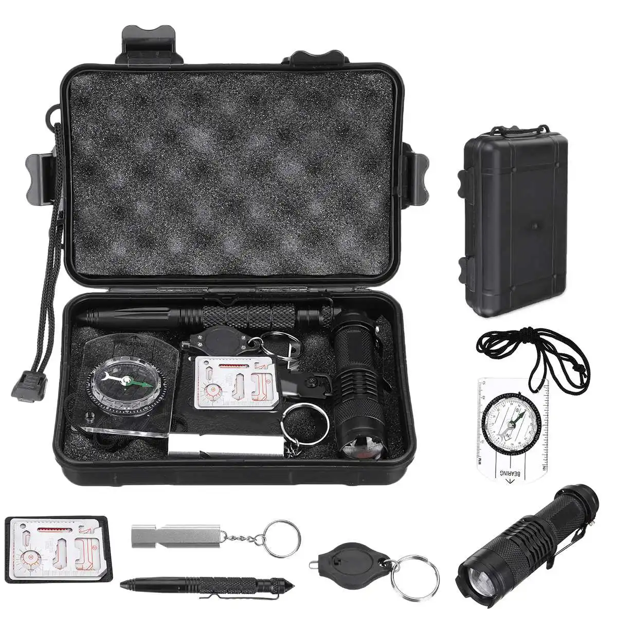 

10pcs Gear Tactical Tool SOS Emergency Camping Hiking Survival Equipment Kit Lightweight Versatile Applications Powerful