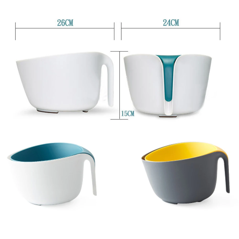 Двухслойный пластиковый дуршлаг для мытья ситечко кухонного слива корзина