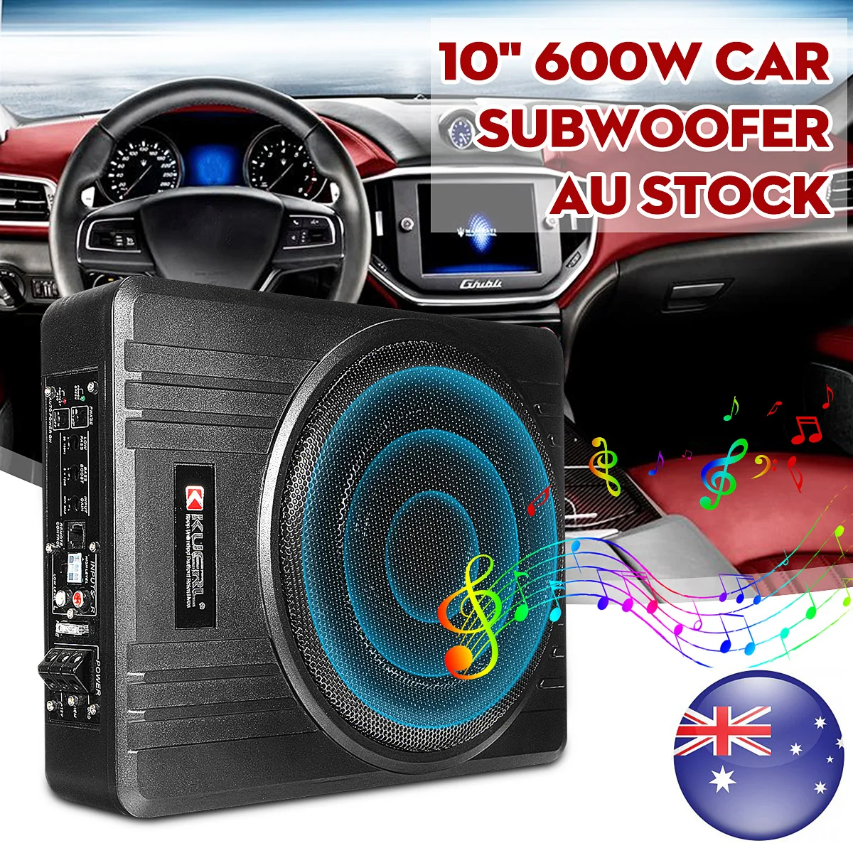

600W 10 Inch Car Amplifier Subwoofer Car Audio Slim Under Seat Active Subwoofer Bass Speaker Car Subwoofers Woofer