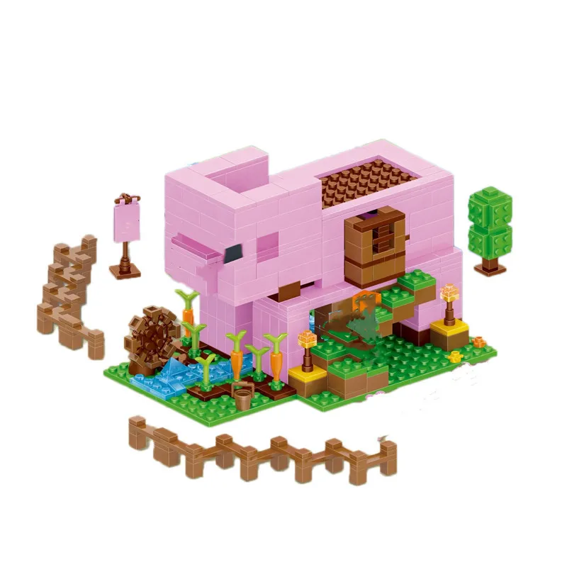 

2021 New kids toy My Pig House World Series Pig House Mini Figures Building Blocks 6036 Redstone Monster Steve Him gift